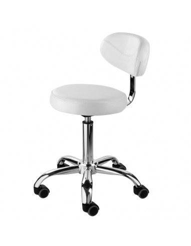 Taburete clinico con respaldo - Blanco