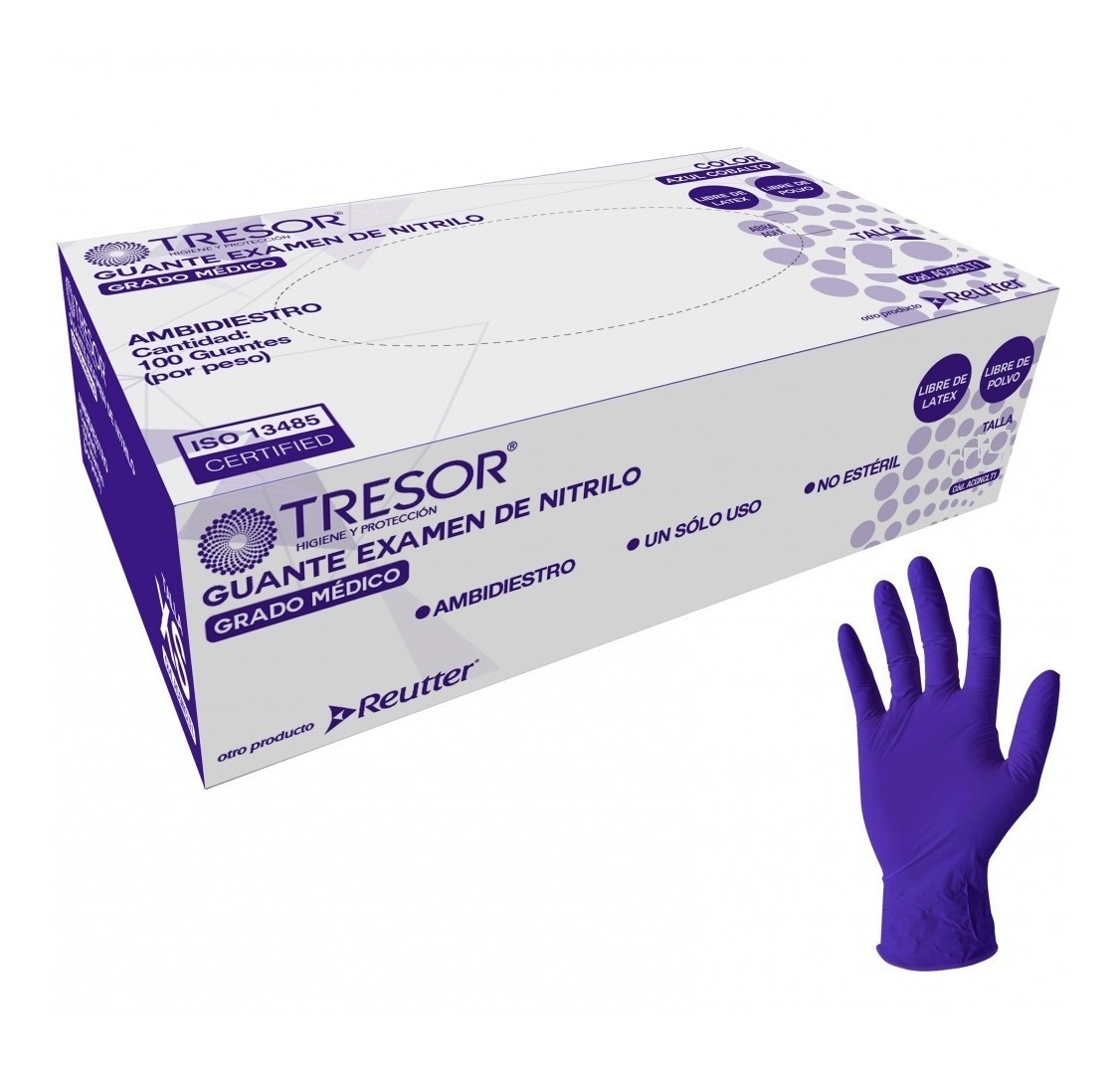 Guantes de Nitrilo Libre de Polvo - S cobalto / ce