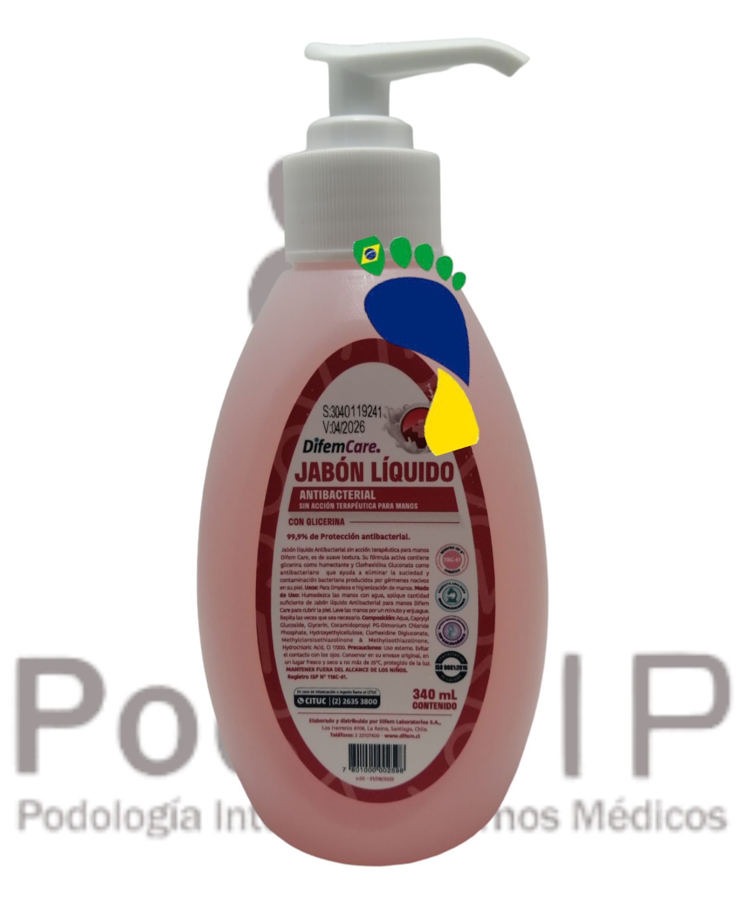 Jabón Líquido Difem Care Antibacterial 340 Ml