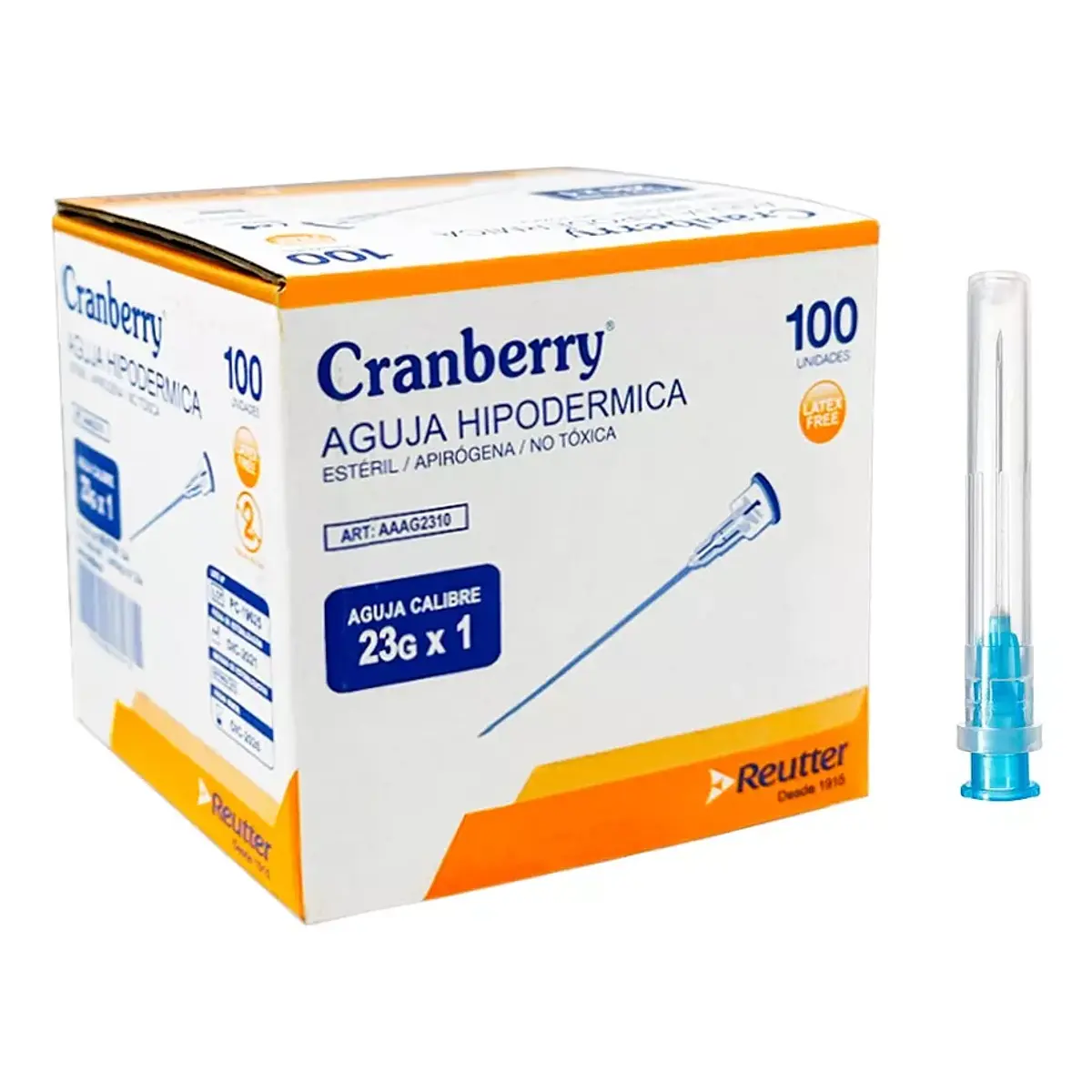 AGUJAS HIPODERMICA CALIBRE 23G X1 CAJA 100 UNIDADE