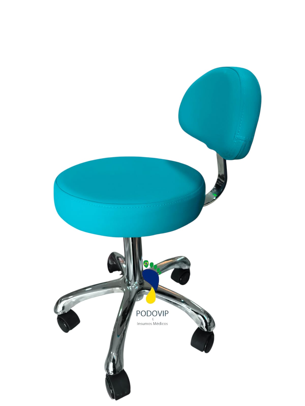 Taburete clinico con respaldo Verde