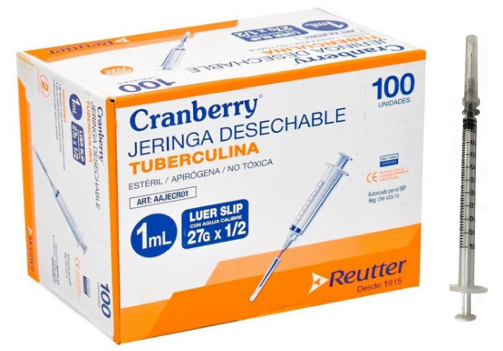 JERINGA TUBERCULINA DESECHABLE CRAMBERRY 100 UNIDA