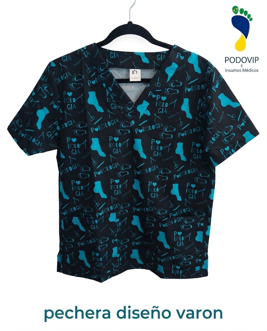 Top clinico azul con negro Talla L