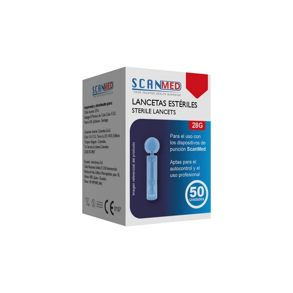 LANCETAS ESTERILES GLUCOMETRO SCAN MED